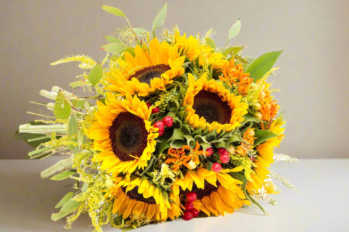 Golden Harvest Hand-Tied Sunflower Bouquet