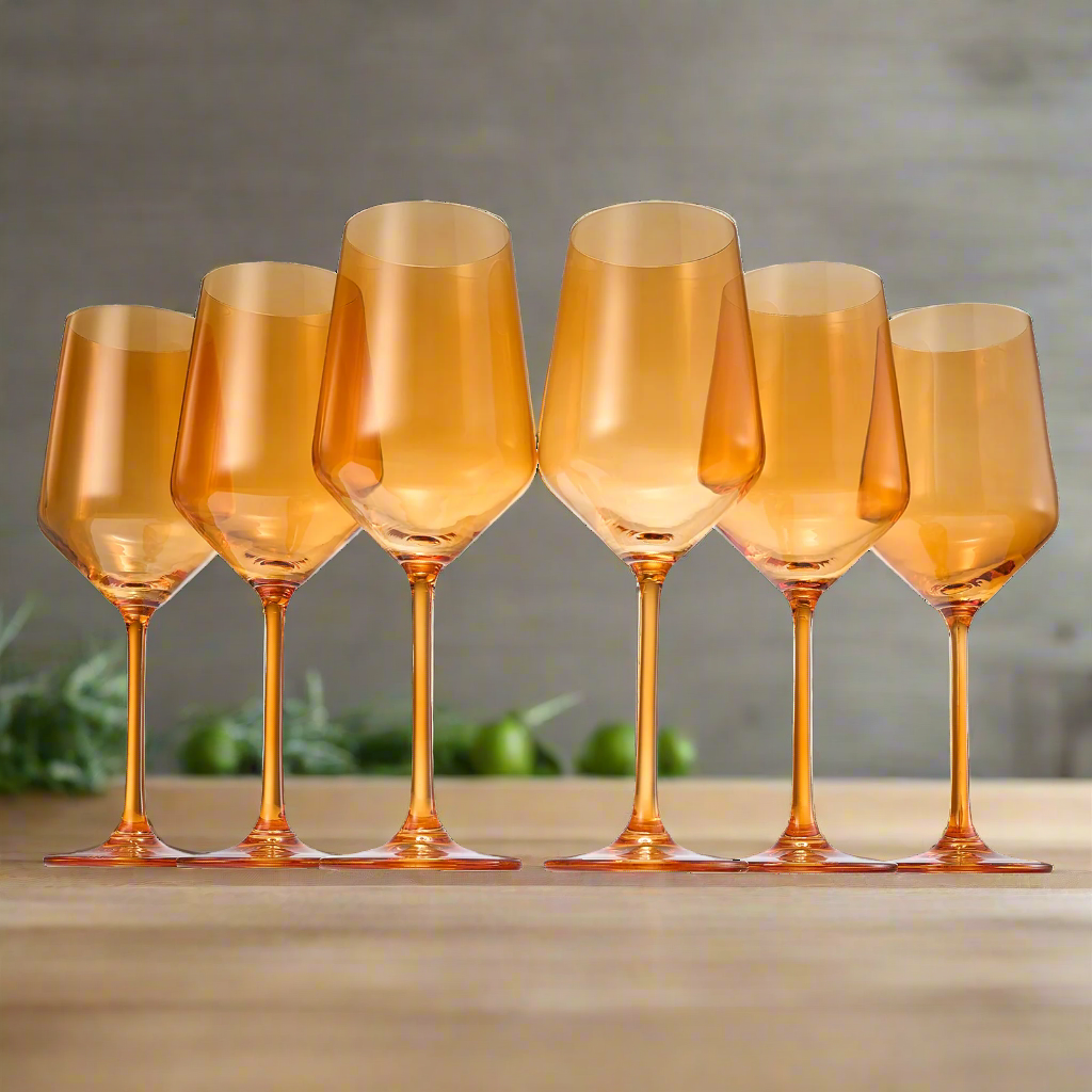 Autumn Amber Wine Glass Set,  Set of 6 12oz